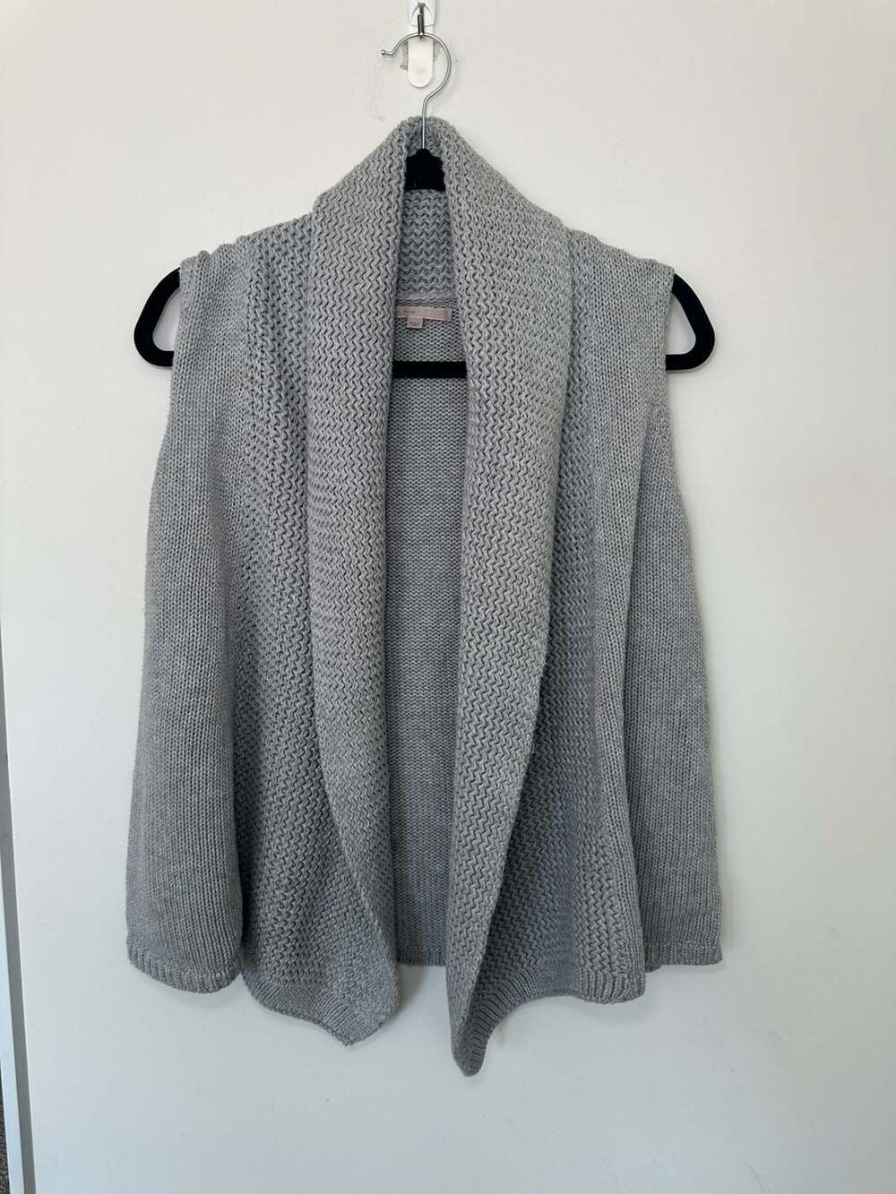 Gap Open Front Sleeveless Cardigan Size Medium Gray Cotton Knit